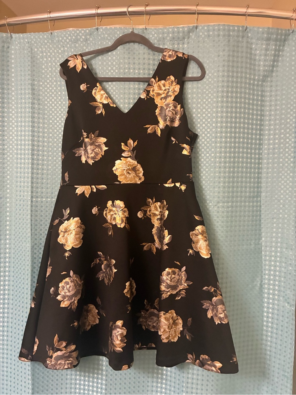 Black Floral V-Neck Dress